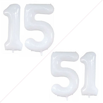 Goer Number 15 Balloons For 15Th Birthday Sweet 15 Party Decorations,42 Inch Jumbo Foil Helium 51 Balloons For 51St Birthday Party Decoration (White)