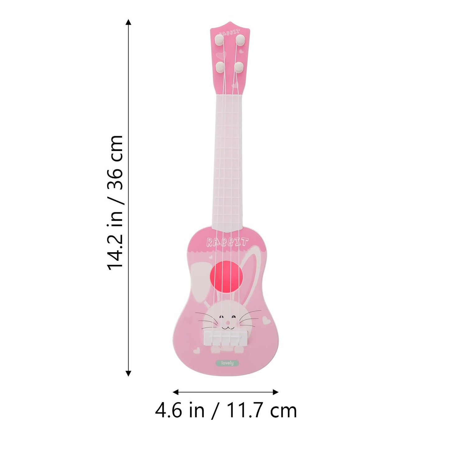 Generic Guitar Toy Pink Rabbit Early Educational Instruments 4 Strings Ukulele Toy Musical Instrument Toy Gift for Toddlers Kids