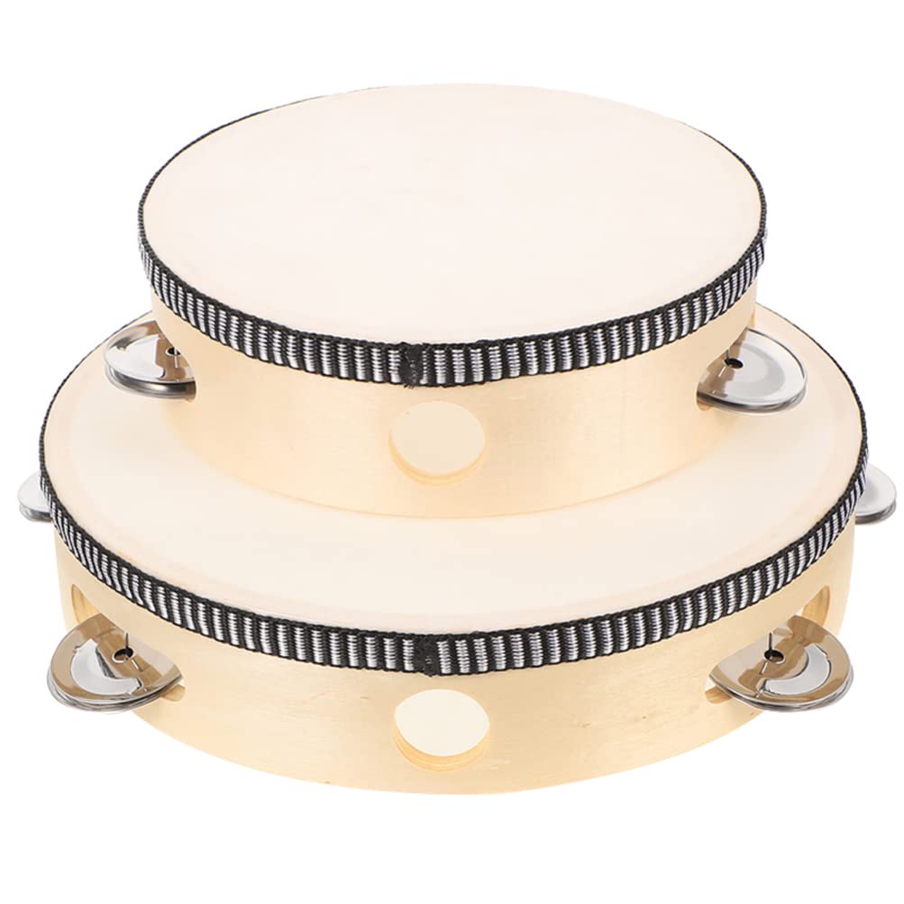 Excluzo 2Pcs Wood Handheld Tambourine Kids Hand Drum Toys Musical Percussion Instrument For Kids