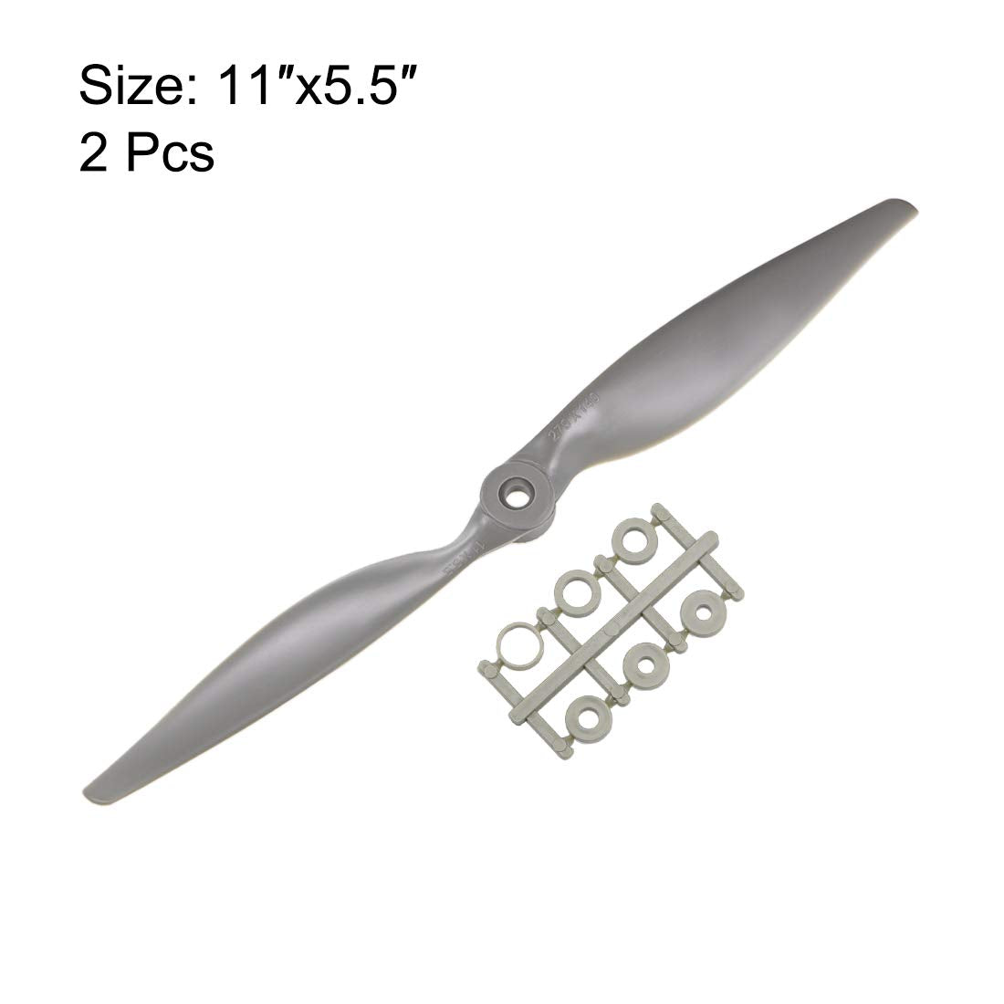 Uxcell Rc Propellers Cw 11X5.5 Inch 2-Vane For Airplane Nylon Gray 2Pcs With Adapter Rings
