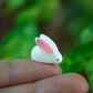 Mini Terrarium Rabbit, Dollhouse Miniature Tiny White Rabbit with Pink Ear, Terrarium Fairy Garden Dolls Toy, Mini Micro Landsca