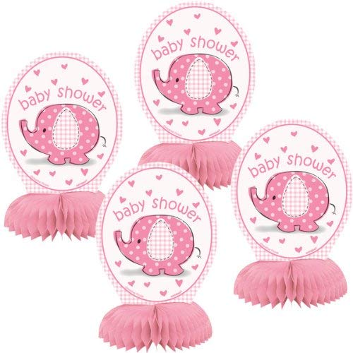 Unique Baby Shower Elephant Honeycomb Decorations, 6, Pink