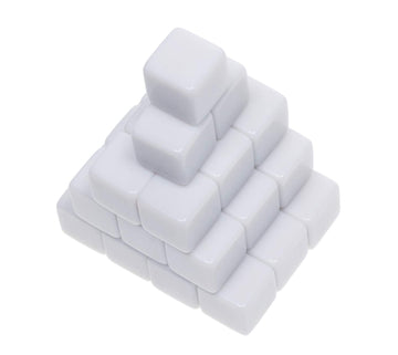 Shapenty 16MM White Acrylic Uniform Blank Dice Cubes for Classroom Board Games, DIY Sticker, Math Counting Teaching, Party Favor