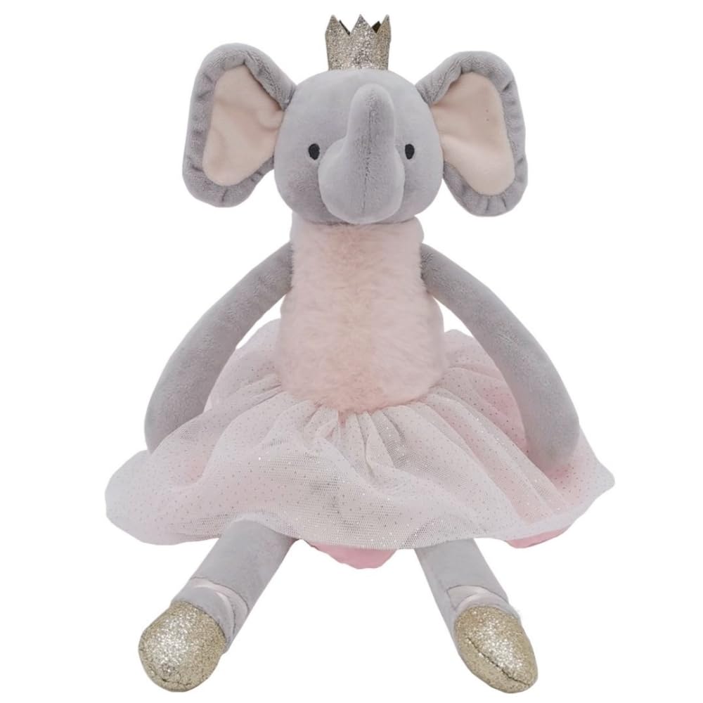 Mikee Fluffie Princess Elephant Stuffed Animals,15.7'' Pink Stuffed Elephant Plush With Skirt And Crown,Cute Stuffed Animal For