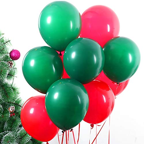 100pcs Christmas Red Green Balloons 12 Inch Latex Balloons for Christmas Birthday Baby Shower Party Decorations