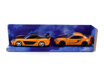 Fast & Furious 1:32 Han's Mazda RX-7 & Toyota GR Supra Die-cast Car Twin Pack, Toys for Kids and Adults
