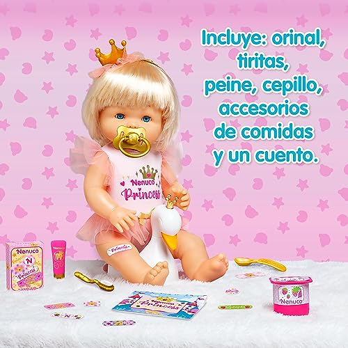 Nenuco Princess, 16 Waterproof Baby Doll with 8 Accessories to Care for Her, for Ages 2+