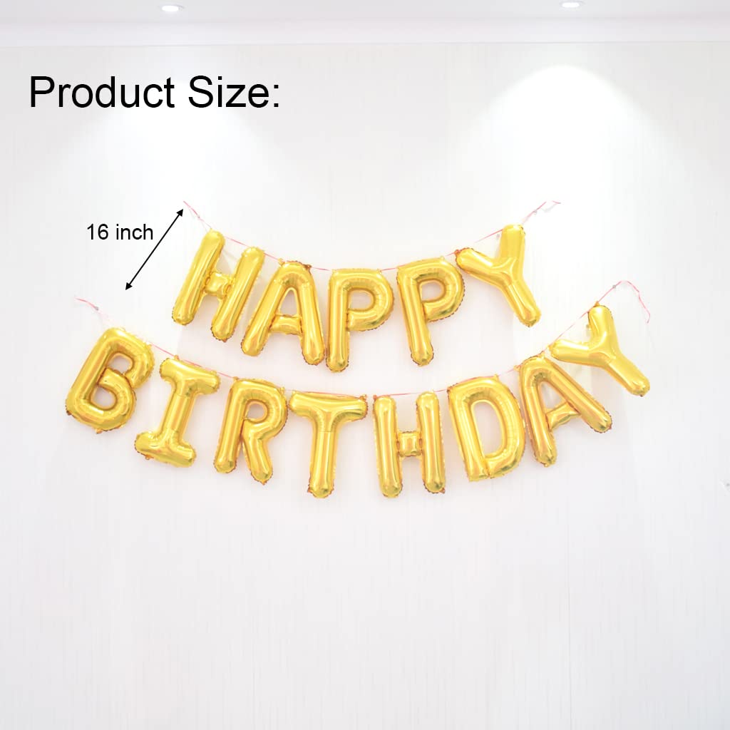 Happy Birthday Balloon Banner 40 Inch 16 Balloon Number 16 Inch Happy Birthday Letters Balloons Gold Foil Mylar Balloons For 16T