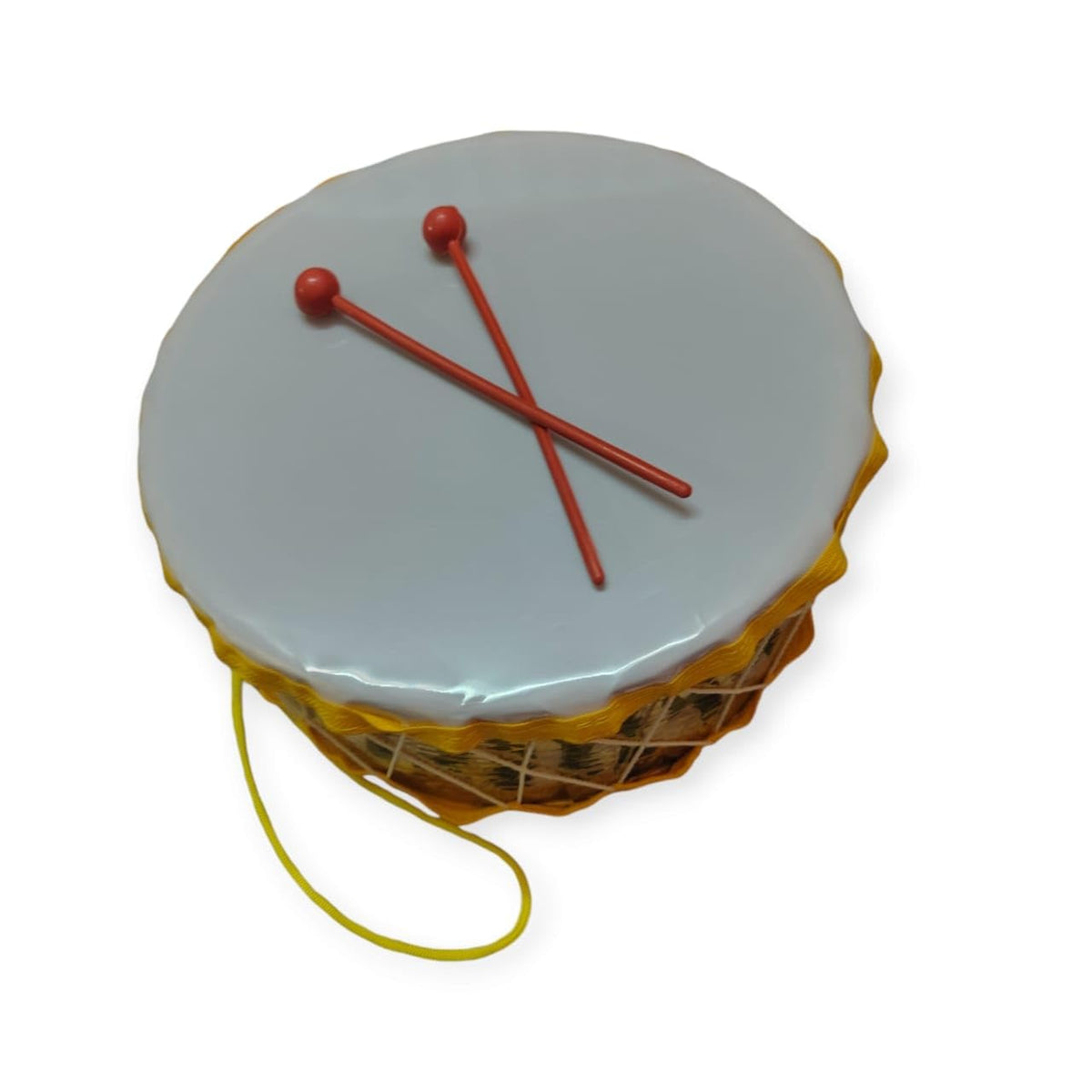 Kids Musical Dhalfi Drum, Traditional Indian Percussion Instrument, Educational Musical Toy for Children (YELLOW)