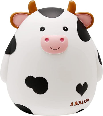 H&W Cow Piggy Bank, Unbreakable Coin Box For Kids, Cute Animal Money Bank Birthday For Boys Girls,Coin Saving Boxes (White)