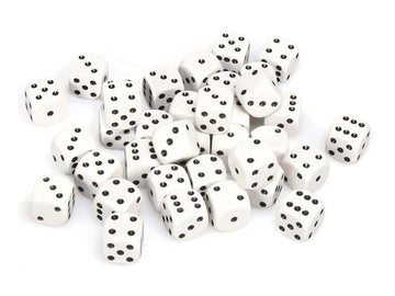 Chessex Opaque 12mm d6 White w/Black Dice Block 36 Dice
