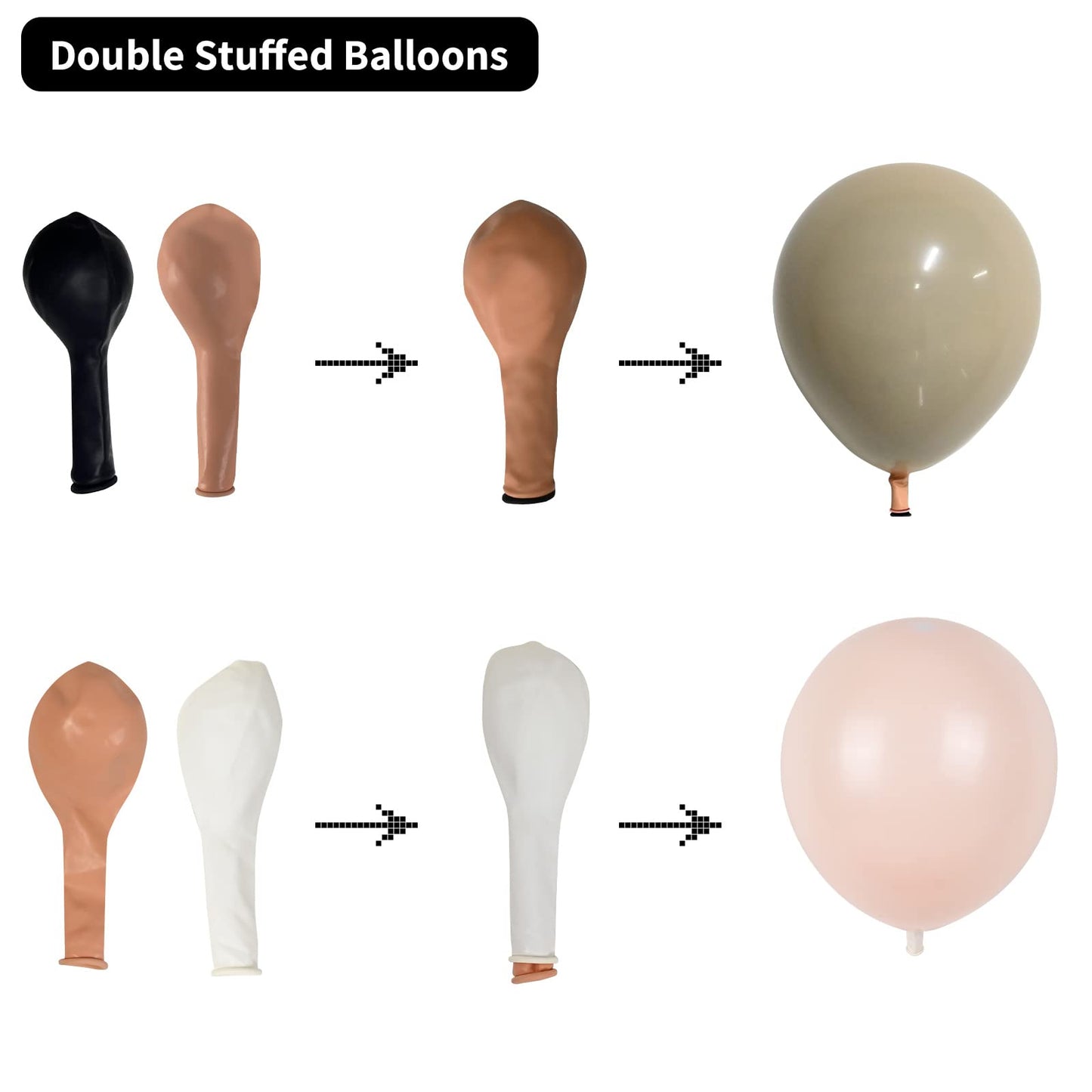Double Stuffed Nude Balloon Garland Kit, 109 Pcs Beige Nude Balloon Arch Kit With Metallic Rose Gold Balloons, Boho Neutral Ball