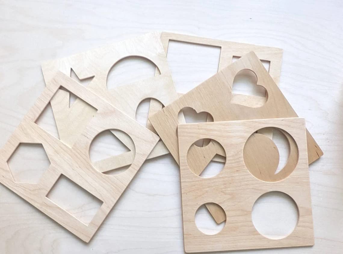 Haoser Wood Shapes Stencils. Montessori PreWriting Material. PreWriting Material For Preschoolers