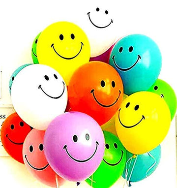 HK Balloons Smiley Face Expression Latex Balloon 100 Pcs, Yellow Birthday Decoration (Multicolor Smiley100)
