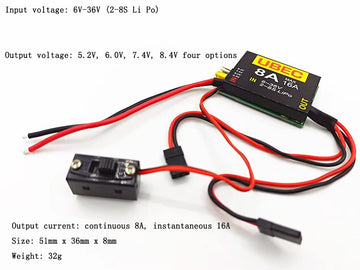 SoloGood 2S-8S Lipo 6-36V UBEC-8A BEC 5.2V/6.0V/7.4V/8.4V Servo Independent Power Supply Suitable for RC Sutomotive Fixed Wing A