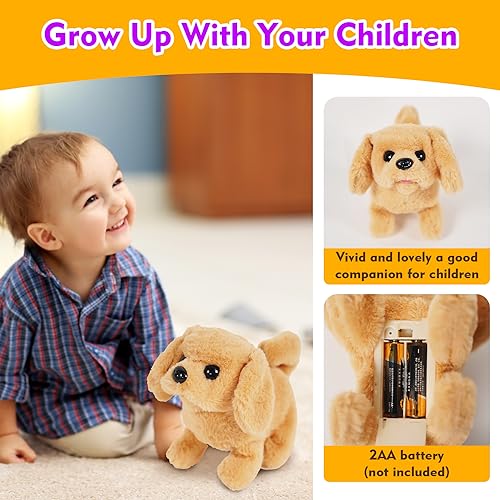 Kocacli Interactive Plush Puppy Toy Plush Golden Retriever Toy Puppy Electronic Interactive Dog - Walking, Barking, Tail Wagging