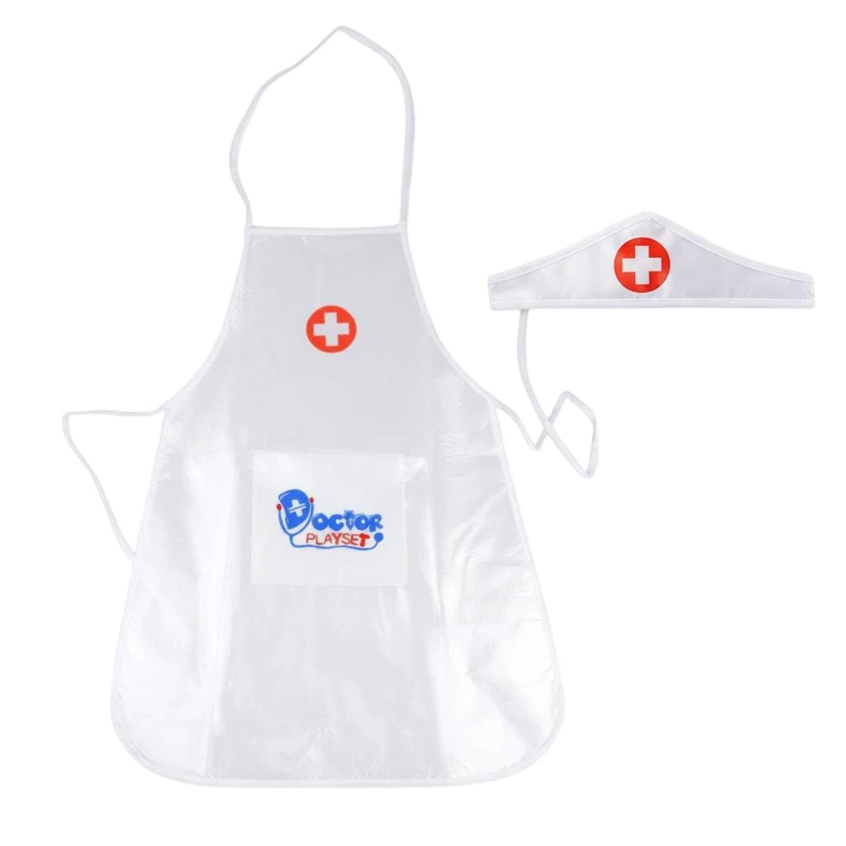 MERISHOPPRed Cross Emblem Childrens Doctor Outfit Appliqu Pocket Doctor Apron Soft Material Dressup Set Side Waist Ties for Pr
