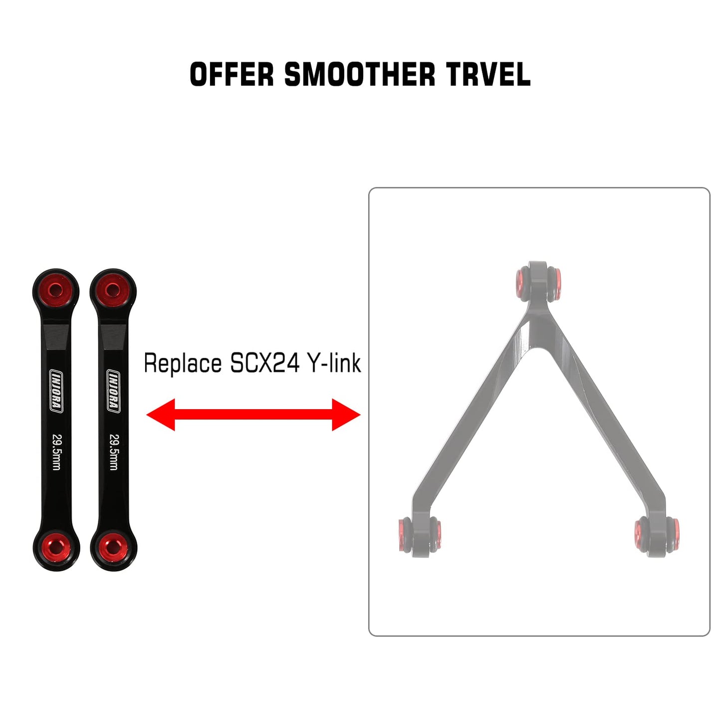 INJORA High Clearance 4 Links Set CNC Aluminum Links Set for SCX24 AXI90081 Deadbolt Axial 1/24 RC Crawler Car,8PCS(Black)