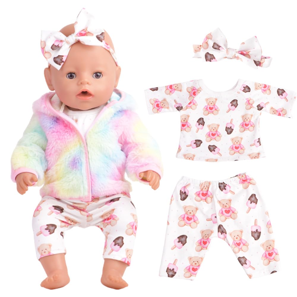 Sweet Dolly Doll Clothes New Born Baby Doll Clothes, Coat, Pajamas, Bodysuits Outfits For 14 Inches To 18 Inches Dolls, 15 Inch