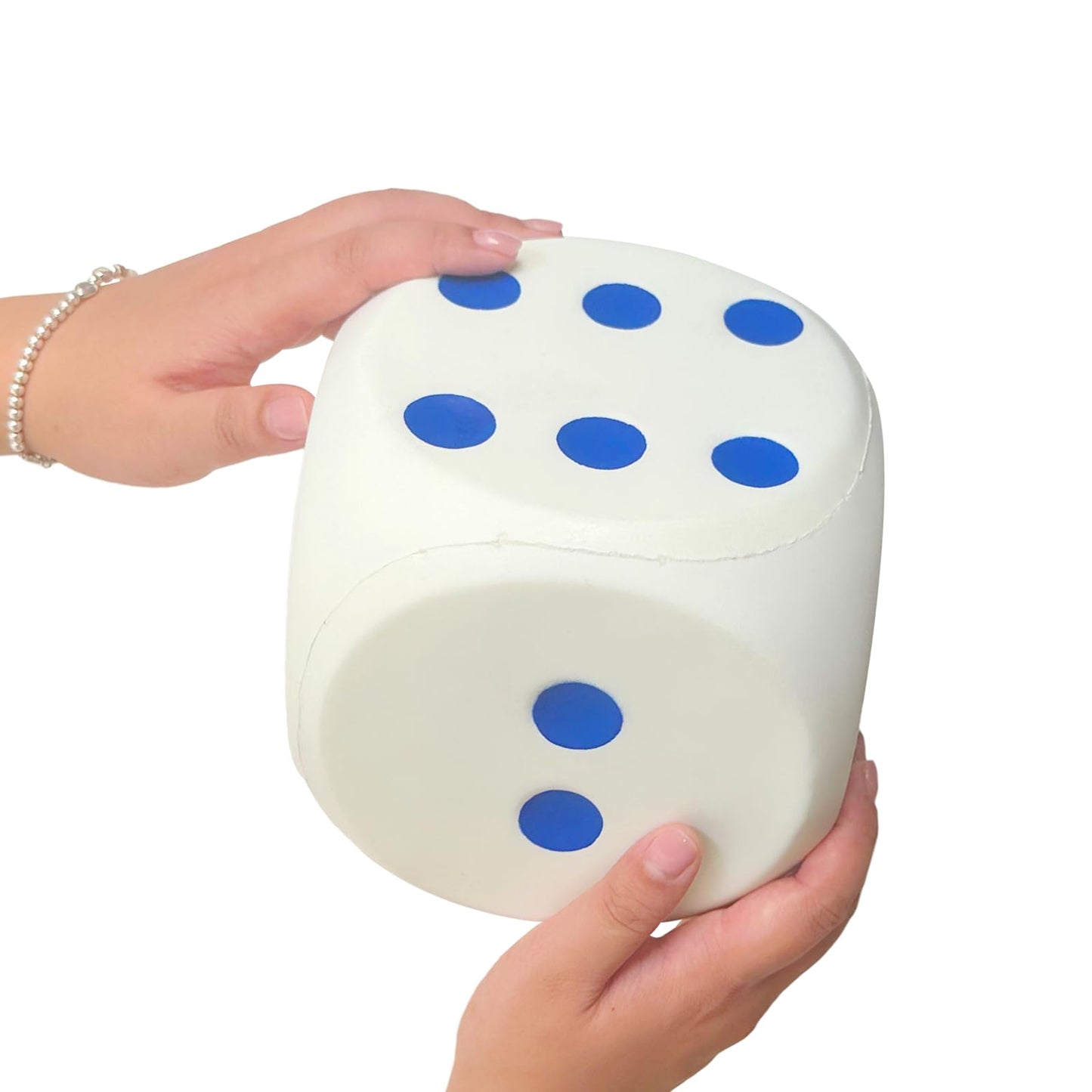 funnysquee Giant 5.9 Inches Kawaii Foam Dice: A Fun-Filled, Educational Toy for Game Nights and Learning Sessions (Lucky White)