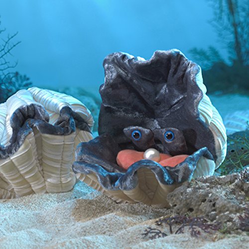 Folkmanis Giant Clam Hand Puppet Plush, Light Tan/Gray