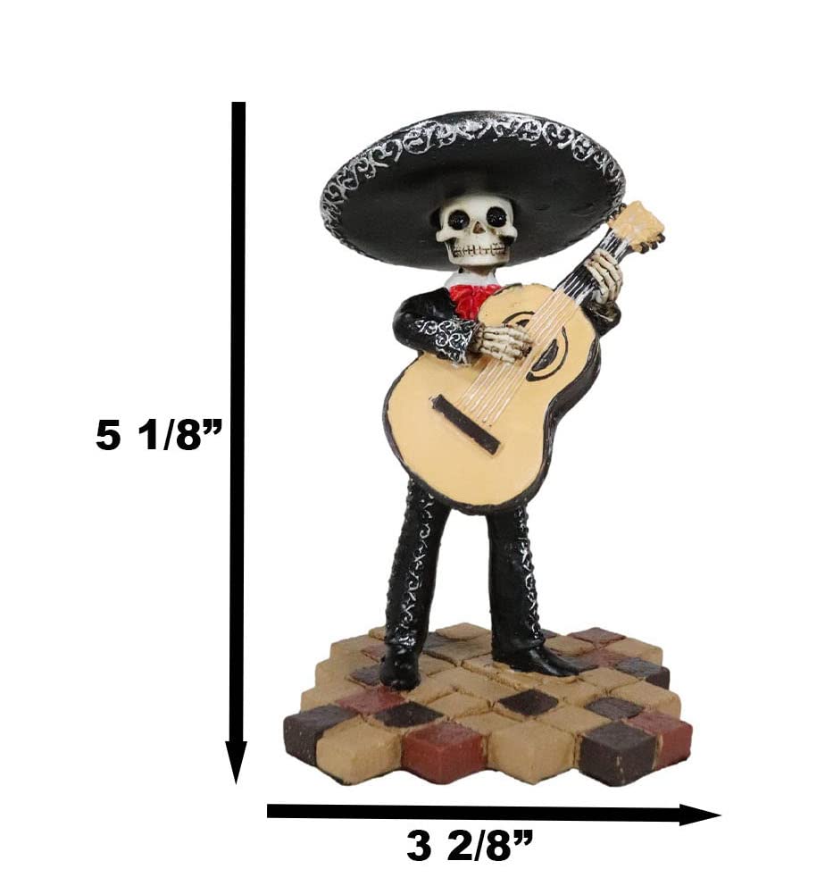 Ebros Traditional Charro Outfit Black Mariachi Band Musical Instrument Player Skeleton Figurine Day Of The Dead Folk Musician Dias De Los Muertos Collectible (Bassist Bass Player)