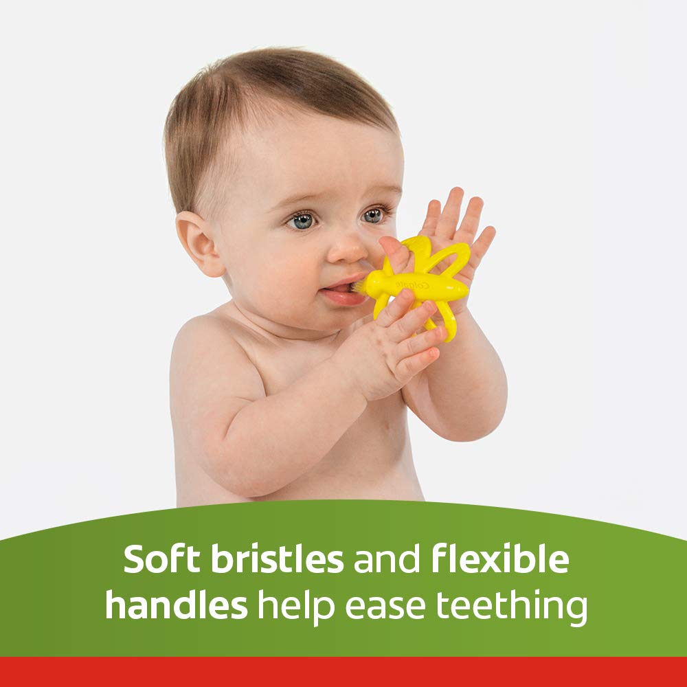 Colgate Baby Toothbrush and Teether, BPA Free, Silicone, 2 Count, Yellow, Model US05957A