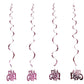 Wanna Party Its A Girl Swirl Decoration  6Pc
