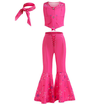 Itvti Cowgirl Costume Girls Hot Pink Kids Disco Outfits Movie Dress Up For Halloween Birthday Party Cosplay, 4-5 Years (Tag 110)