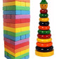 Authfort Wooden Colorful Building Blocks Educational Game Toy 48 Pcs & Wooden 10 Piece Toddlers Montessori Ring Set Combo 2 (Mul