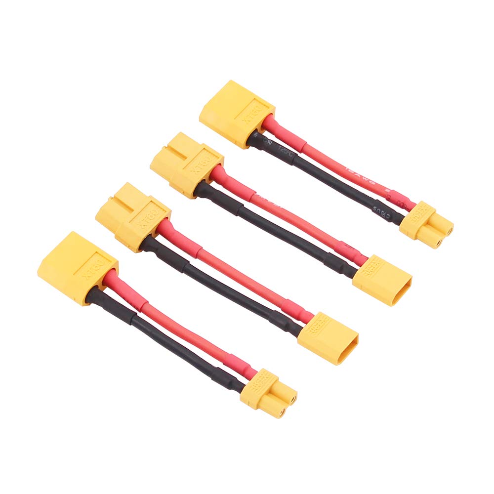 OliRC 4pcs XT30 XT-30 to XT60 XT-60 Male Female RC Connector Adapter with 16awg 5cm(C84-4)