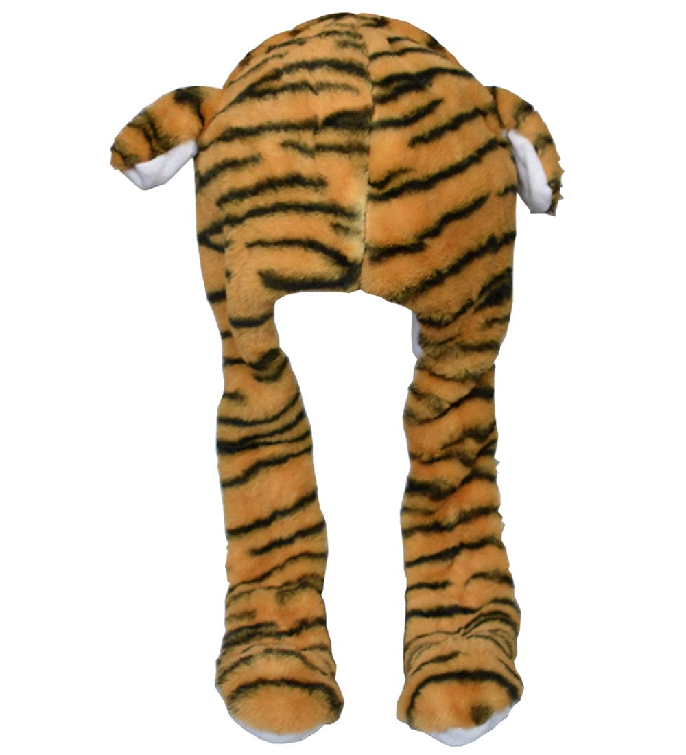 Joyhy Kids Adults Plush Hat Ear Moving Ear Flap Hat With Paw Brown Tiger