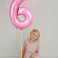 40 Inch Crown Pink Number 6 Balloon, Big Conjoined Baby Pink Foil Mylar Helium 6 Balloon For Girls 6Th Birthday Party Decoration