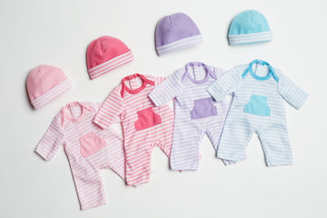 Jc Toys | Berenguer Boutique | La Baby Doll Outfit | 2 Piece Purple Striped Onesie|Washable| Ages 2+ | Fits Dolls 9'- 12'