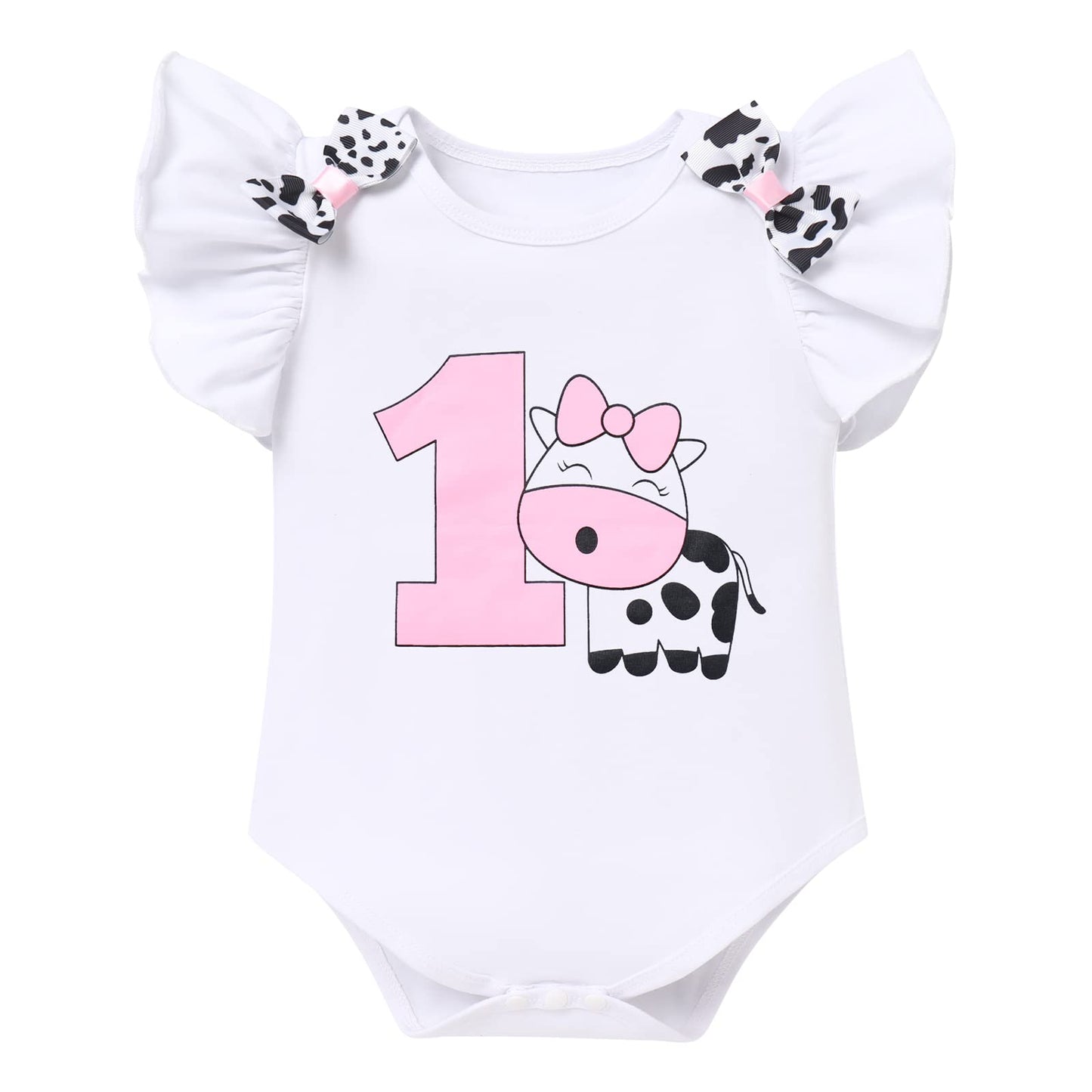Farm Animals 1St Birthday Outfit Girls Baby Cake Smash Romper Tutu Skirt Headband First Cow Theme Farm Birthday Party Supplies Decorations Photo Shoot My 1St Rodeo Birthday Western Cowgirl White 1T