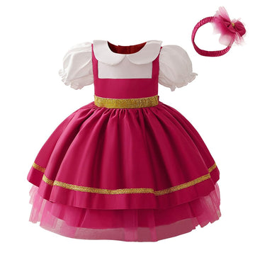 Generic Princess Asha Costume For Girls Halloween Christmas Dress Up Birthday Party Outfits With Headband For 6-9 Months, Rose R