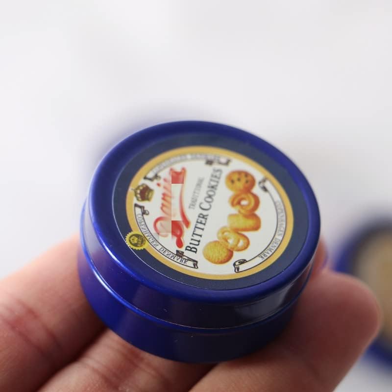 Sxfse Dollhouse Decoration Accessories, 1:12 Dollhouse Ornament Miniatures Cookies Blue Tin Box Set