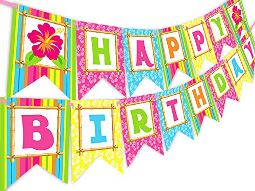 Luau Tiki Happy Birthday Banner Pennant