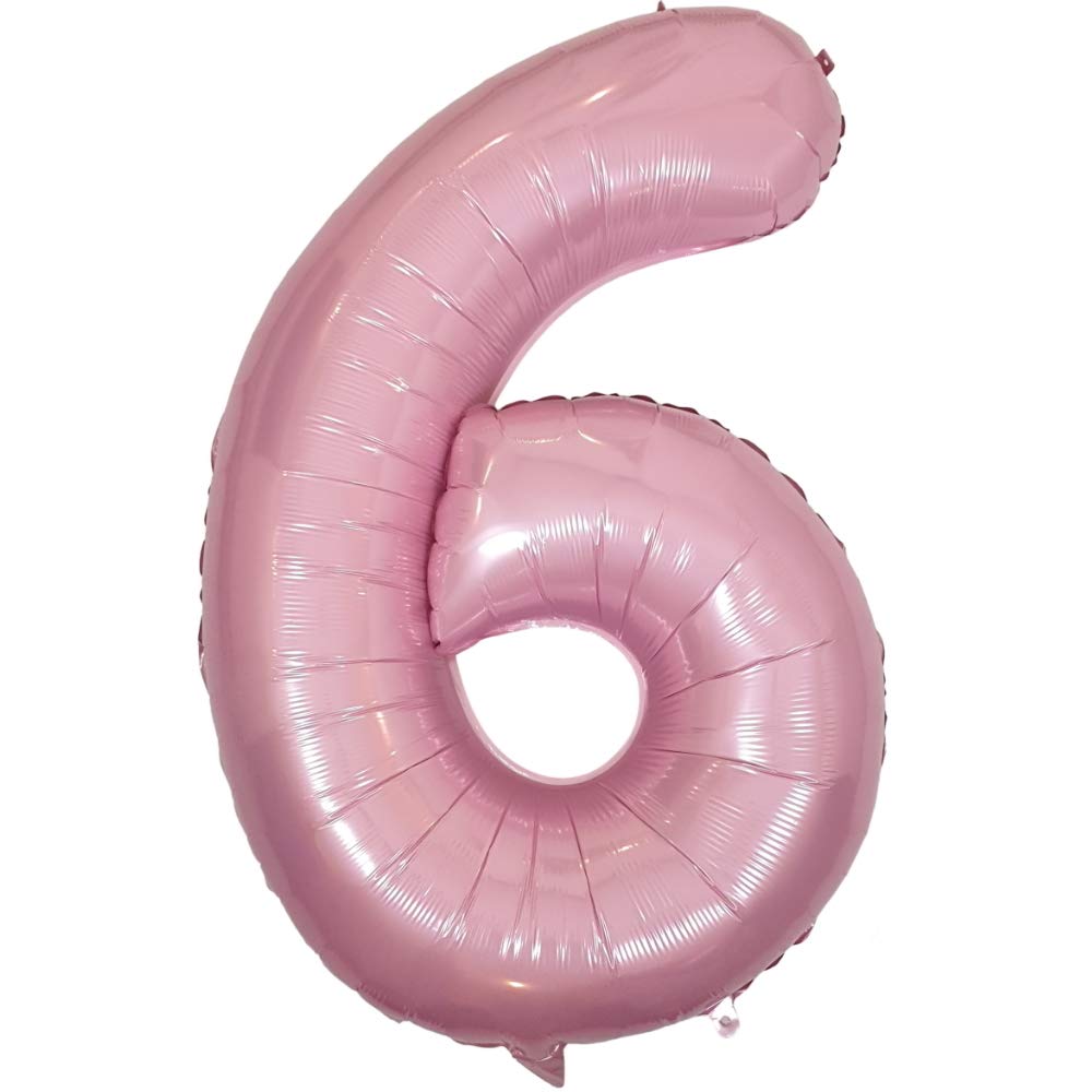 DIWULI 40 Inch Pastel Pink Number 6 Balloon - Large Foil Balloon for 6th Birthday Party Decorations, XX-Large Size