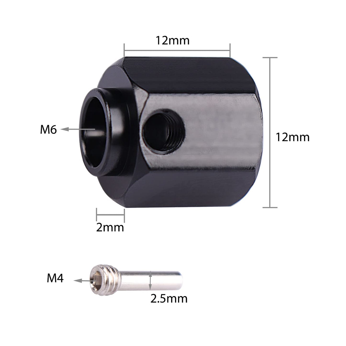 Aimrock Aluminum 12Mm Hex Extended Wheel Hubs 12Mm Offset Spacers Upgrades For 1/10 Trx4 Trx6 Rc Crawler Truck (Black, 12Mm)