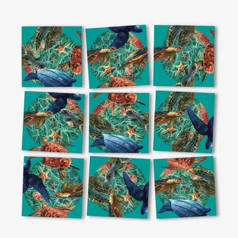 b. dazzle, inc. Scramble Squares Sea Turtles Puzzle - 9 Piece Brain Teaser for Kids & Adults - Cardboard, Model 10164