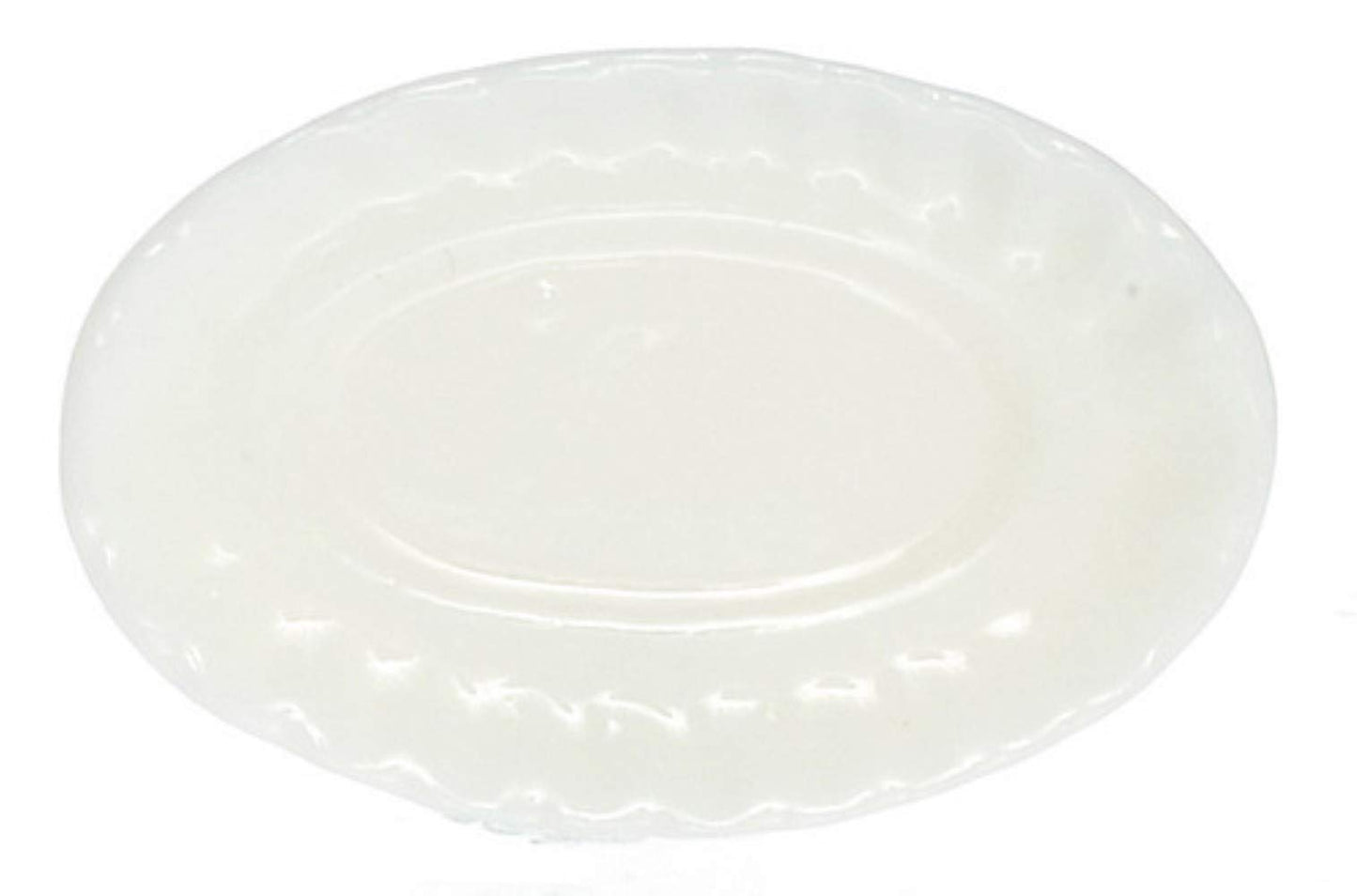 Dollhouse Miniature White Porcelain Platter with Fluted Rim