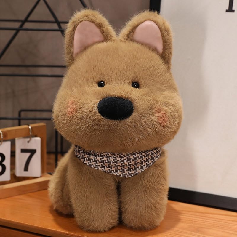 WUFUVAP Cute West Highland White Terrier Dog Stuffed Animals Soft West Highland Plush Scottish Terrier Westie Puppy Stuffed Dog Plushies Gifts for Kids (Brown)