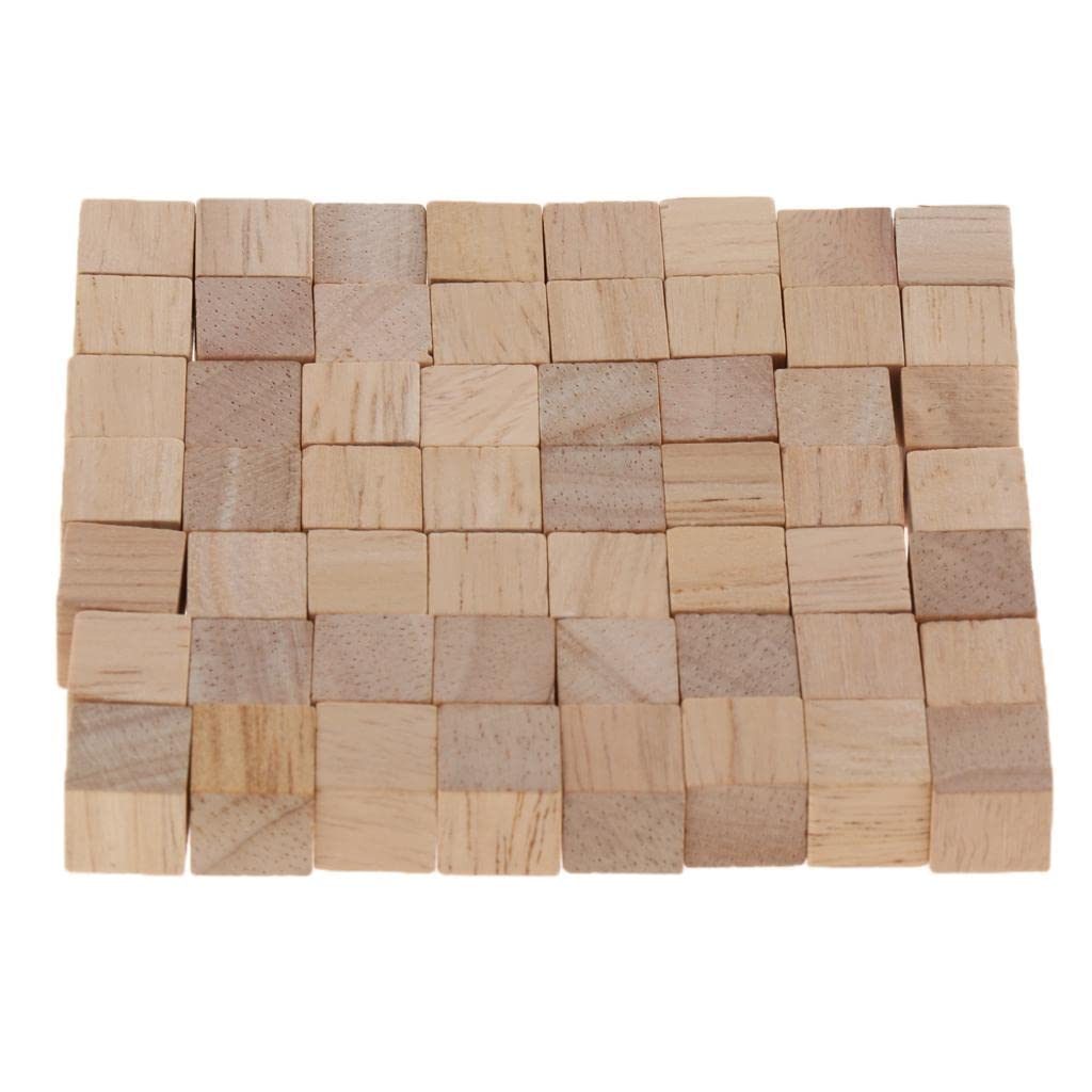 Heavenglow Lot 100Pcs Natural Wooden Building Blocks Bricks Cubes Set Pine Wood Eco Toy|100 Pieces Wooden Cube Toys| Wooden & Ha