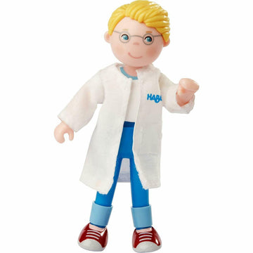Haba Little Friends Dad Andreas 4.5' Dollhouse Toy Figure With Removable Coat (Doctor, Veterinarian, Scientist)