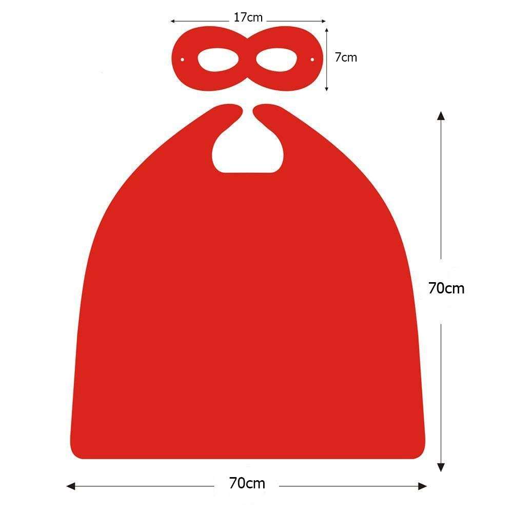 Moligoo Reversible Kids Superhero Cape With Felt Mask Set For Boys Girls Dress Up Costumes Halloween Birthday Party Favors, Blac