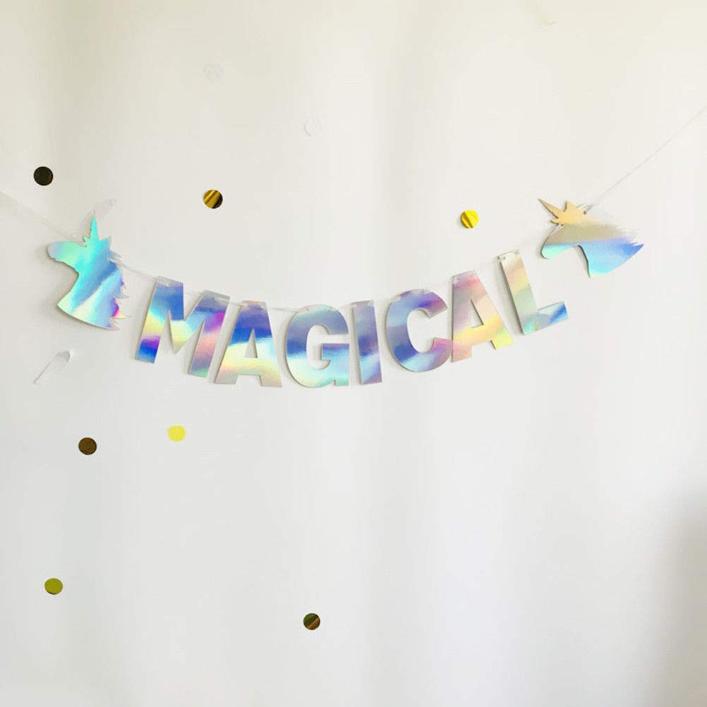 Flairs New York Happy Birthday Decorations Banner Party Props (Pack Of 1 Banner, Iridescent Unicorn Magical Birthday)