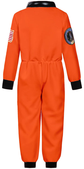 Costumerry Astronaut Costume For Kids Nasa Space Pilot Toddler Boys Birthday Halloween Costumes (Orange, 5-7 Years)