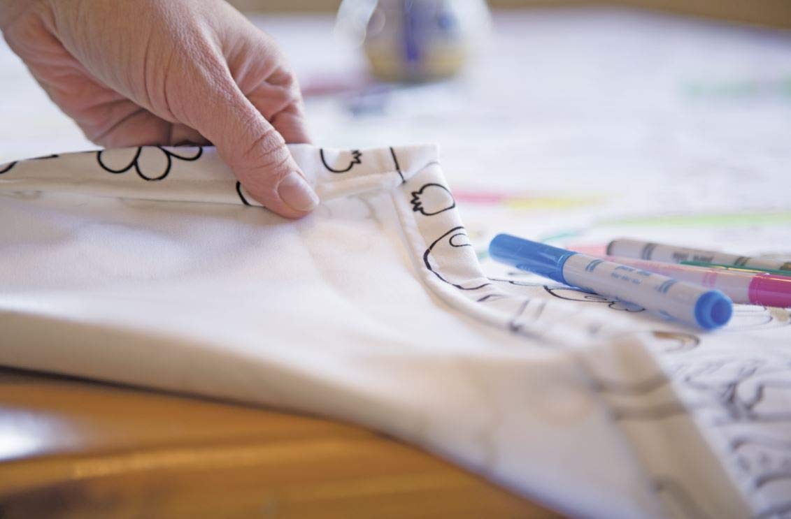 Learning Fun Design - Rectangle Tablecloth 60   X84    - Interactive Coloring Tablecloth for Kids - Poly/Cotton Fabric - Washabl