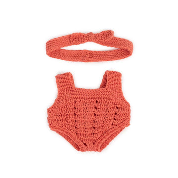 Miniland Clothes For Dolls 8 1/4'' Knitted Outfit Rompers & Headband - Eco, Made In Spain, Quality, Role Play, Educational